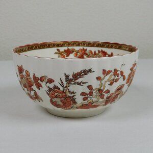 Spode Indian Tree Cranberry Bowl Old Backstamp 5 inches Scalloped Orange Rust